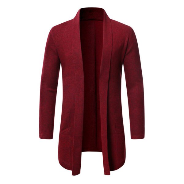 Fall Mid-length Trench Coat Knitted Cardigan Sweater - Image 5