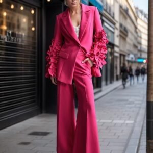 Stitching Wooden Ear Design Suit New Suit