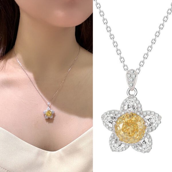 Ice Flower Cut Necklace Light Luxury All-matching Graceful Yellow Diamond Five-pointed Star - Image 2
