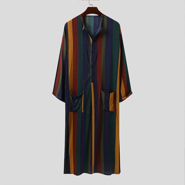 Men's Long Sleeve Arabian Striped Printed Shirt - Image 9