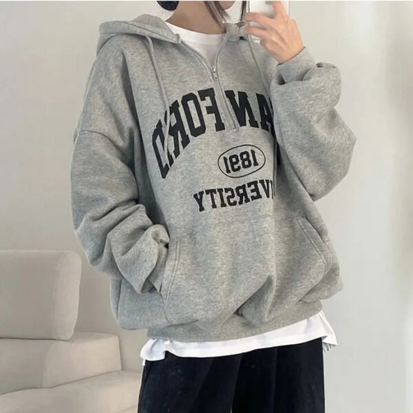 Foreign Trade Fleece Zipper Sweater Women's Thin Letters - Image 2
