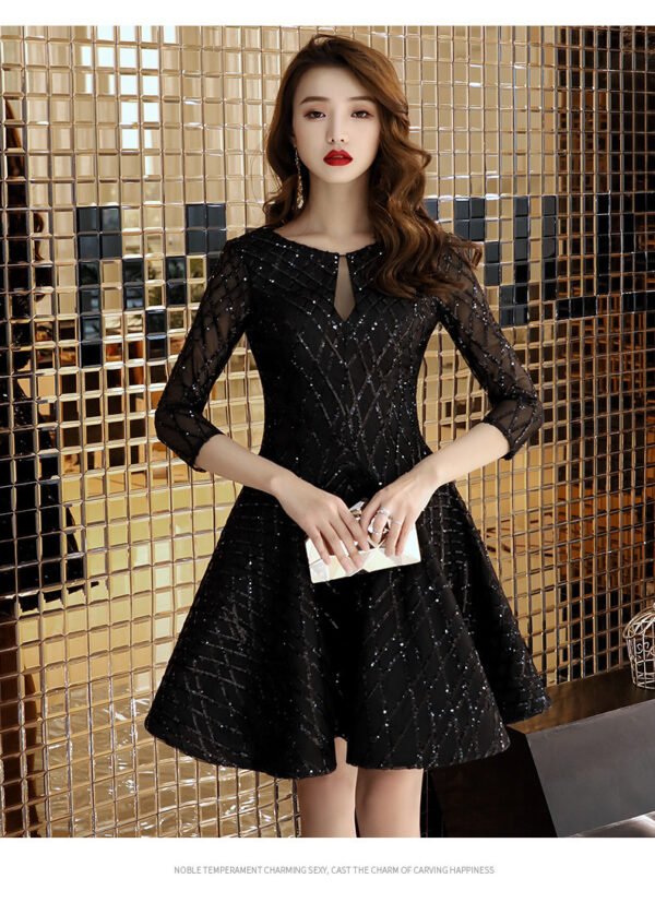 Women's Black Dinner Party Cocktail Party Birthday Party Dress Small Dress Short Socialite - Image 8