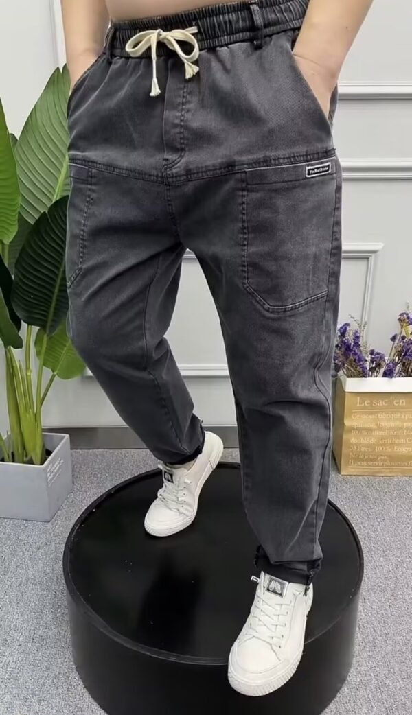 Spring Plus Size Loose Straight Casual Pants Solid Color Denim Trousers - Image 5