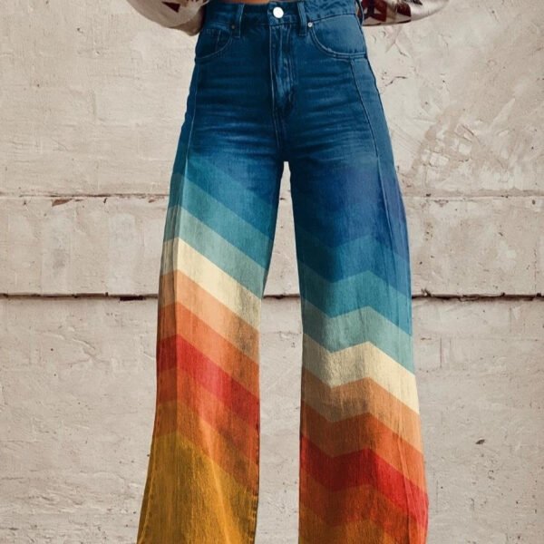 Thin Anti-3D Trendy Bell-bottom Pants Women's Denim Wide-leg Pants - Image 2