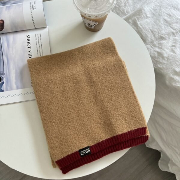 Korean Style All-matching Youthful-looking Keep Warm Pure Color Wool Knitted Scarf - Image 2