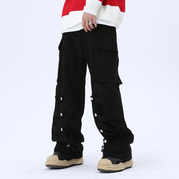 Men's Big Pocket Workwear Personality Strap Wide Leg Pants - Image 3