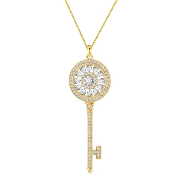 S925 Sterling Silver Key Diamond-studded Necklace - Image 6