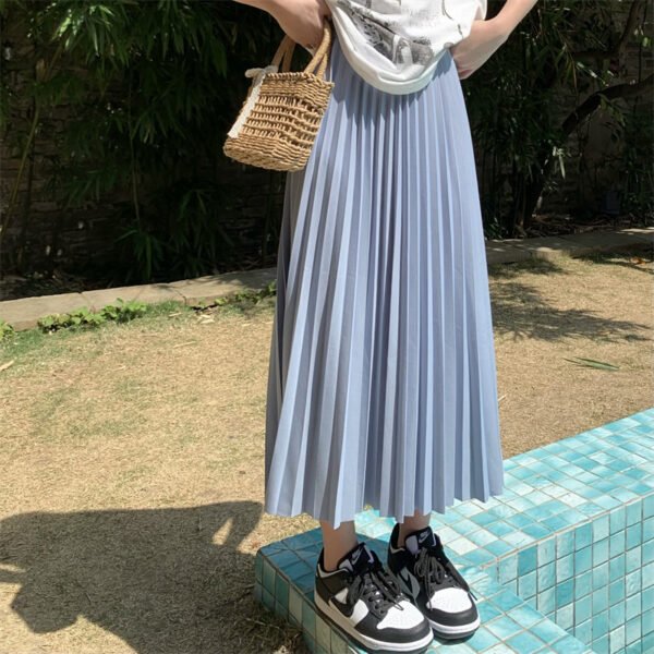 Classic Simple Multicolor Pleated Skirt High Waist Slimming - Image 7