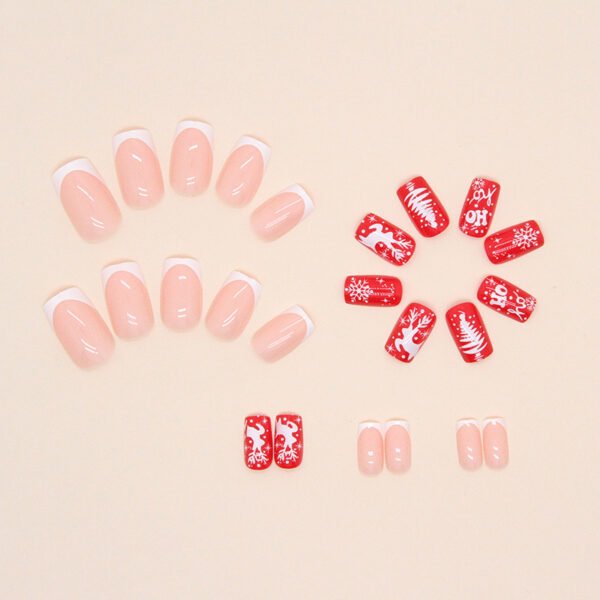 Cute Sweet Red Christmas Manicure Snowflake Elk - Image 3