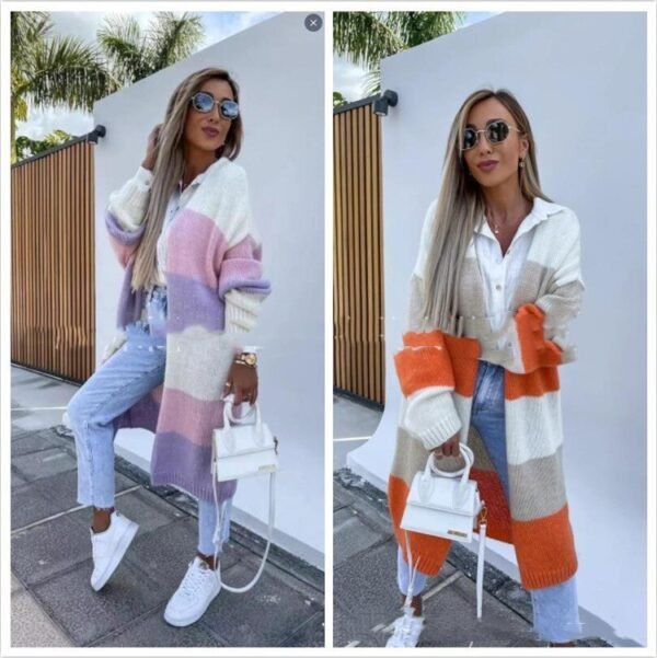 Loose Long Knitted Cardigan Coat - Image 3