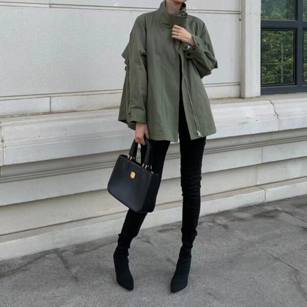 Retro Loose Long Sleeve Short Trench Coat Women - Image 3