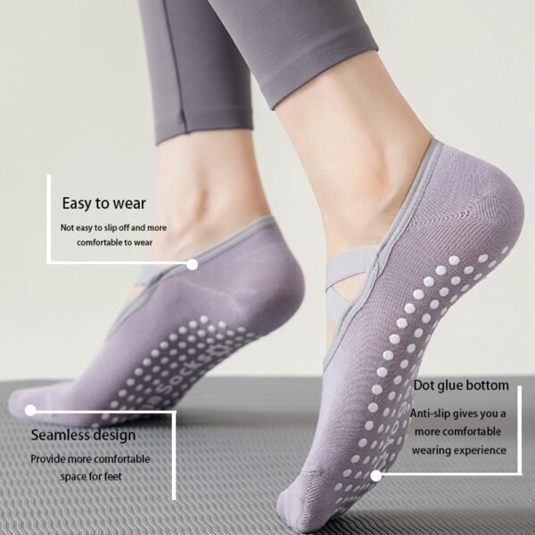 3 Pairs Yoga Socks For Women Non-Slip Grips Straps For Added Balance And Stability Ideal For Pilates Pure Barre Ballet Dance Barefoot Workout - Image 3