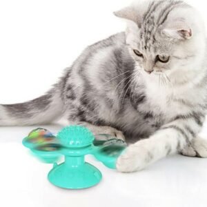 Rotating Windmill Cat Toy with Suction Cup & Catnip