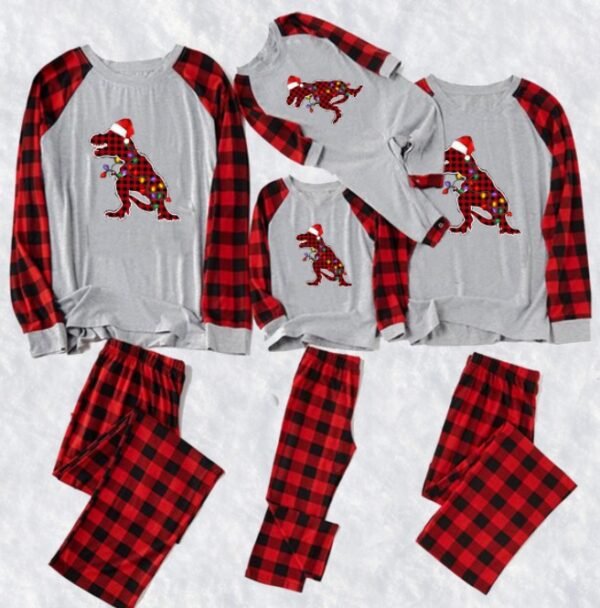 Parent Child Christmas Plaid Patchwork Home Clothes - Image 4