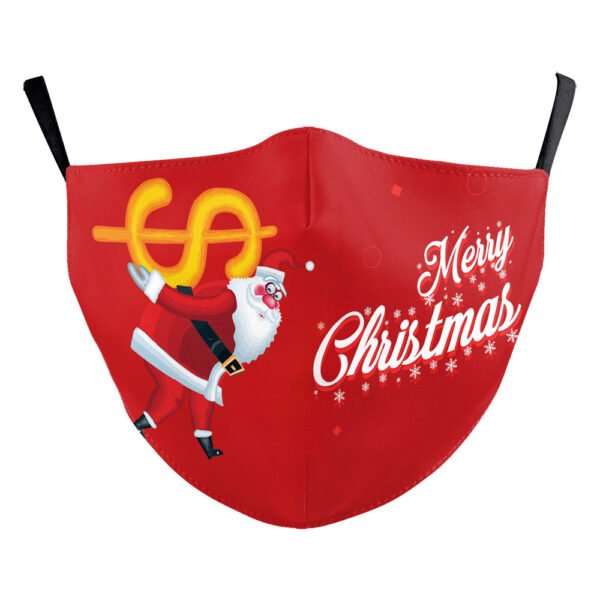 Christmas Green Digital Printing Windproof Double Layer Dustproof Mask - Image 4