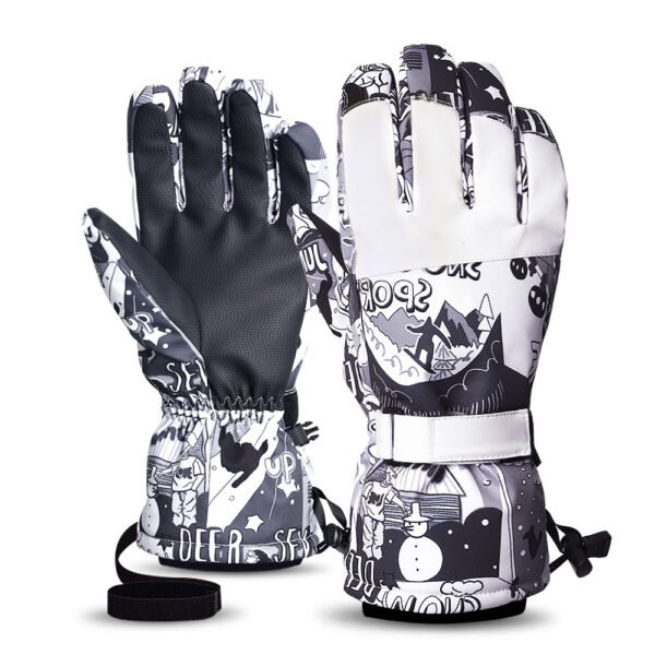 Ski Gloves Men And Women Winter White Warm Cycling Sports Touch Screen Five Fingers - Image 5