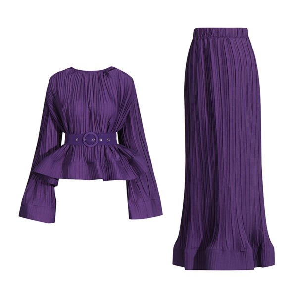 Fashion Two-piece Suit Patchwork Ruffled Top Suit - Image 6
