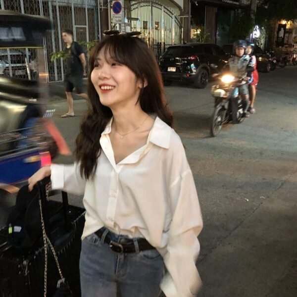 Long Sleeve White Shirt Women's Blouse Chiffon Professional - Image 4