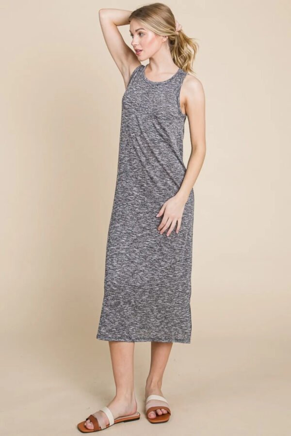 BOMBOM Round Neck Slit Midi Tank Dress - Image 5