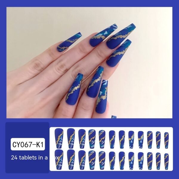 Blue Flame Marbling Fake Nail Patch - Image 6