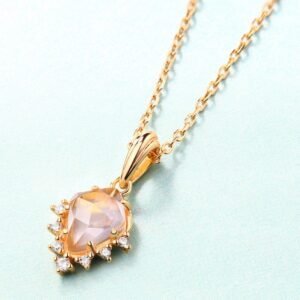 S925 Silver Plated Natural Crystal Geometric Pendant Women