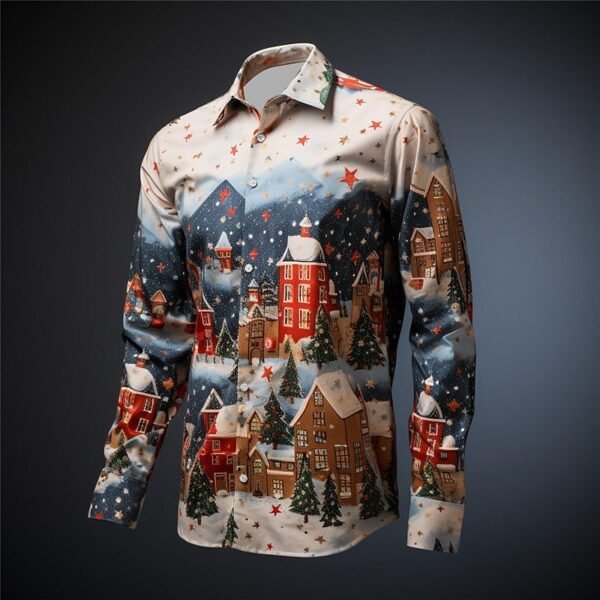 Christmas Element Men's Lapel Casual Shirt - Image 5