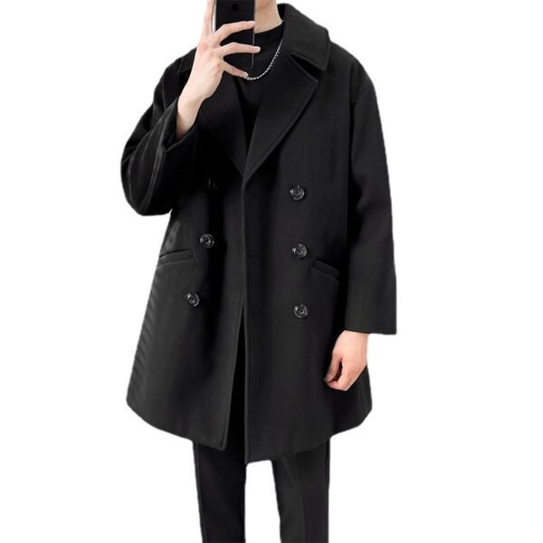 Mid-length Trench The Knee British Style Woolen Coat - Image 5