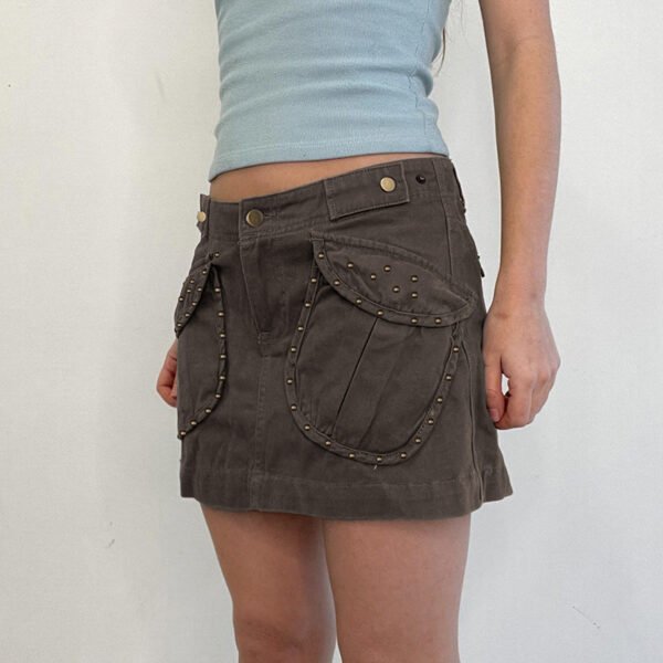 American Retro Rivet Pocket Denim Skirt - Image 2