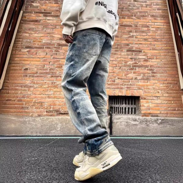 American-style Loose Straight Leisure Washed-out Do The Old Cowboy Trousers For Men - Image 3