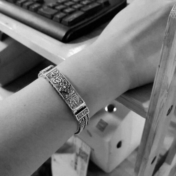 S925 Sterling Silver Men's Vintage Bracelet Six Words Mantra - Image 5