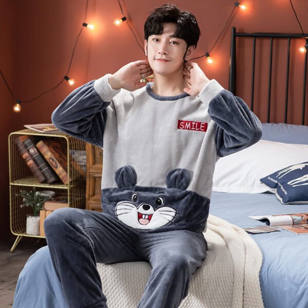 Velvet Couple Pajamas Korean Style Thickened Warmth - Image 6