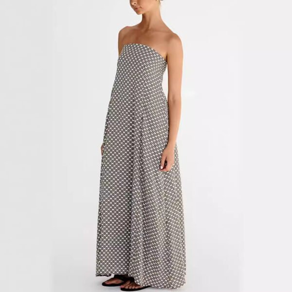 Simple Style Off-shoulder Print Holiday Street Sleeveless Dress - Image 4