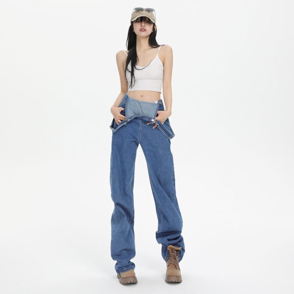 High Street Denim Suspender Pants Women's Summer - Image 2