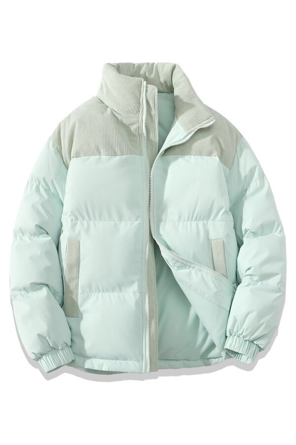 Contrast Color Fashion Loose Cotton Padded Jacket - Image 7
