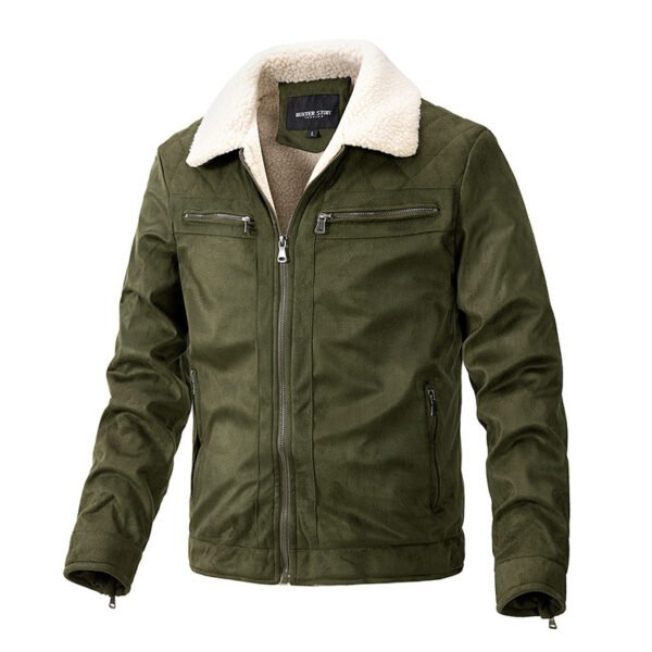 Suede Fabric Jacket Men's Zipper Cardigan Casual Berber Fleece Coat - Image 4