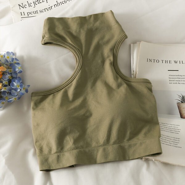 Half Turtleneck Short Cropped Navel Irregular Top With Chest Pad - Image 6