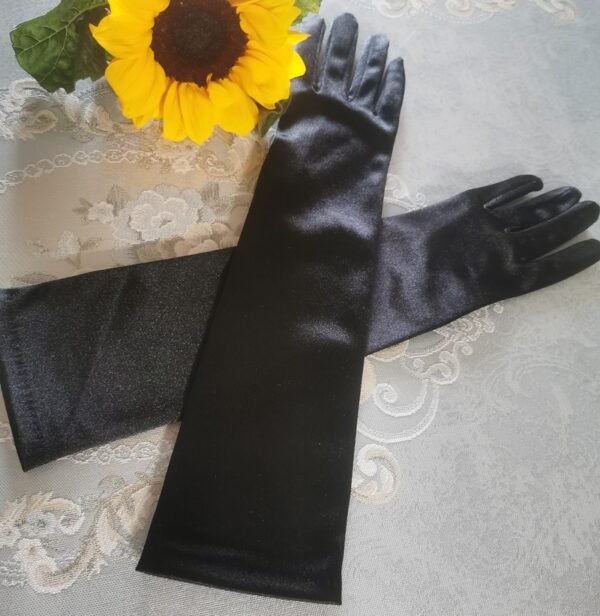 Black Satin Fabric Gloves Long Bag Finger Evening Dress Banquet Photography Jewelry Hepburn Style - Image 10
