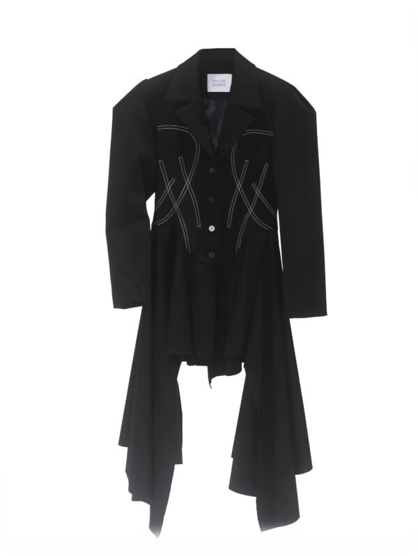 Retro Decorative Open-line Irregular Hem Profile Suit Large Coat - Image 5
