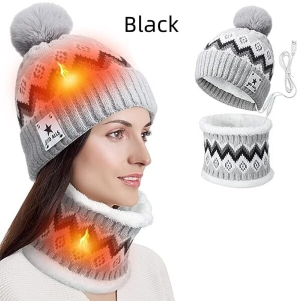 USB Electric Heating Keep Warm And Emit Heat Knitted Hat Scarf Gloves - Image 10