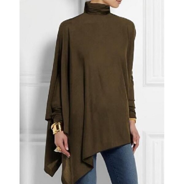 Long Sleeved Irregular Hem Solid Color Pullover Top - Image 7