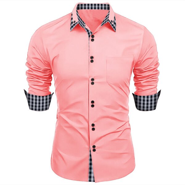 Collar Stitching Plaid Lapel Shirt European And American - Image 7