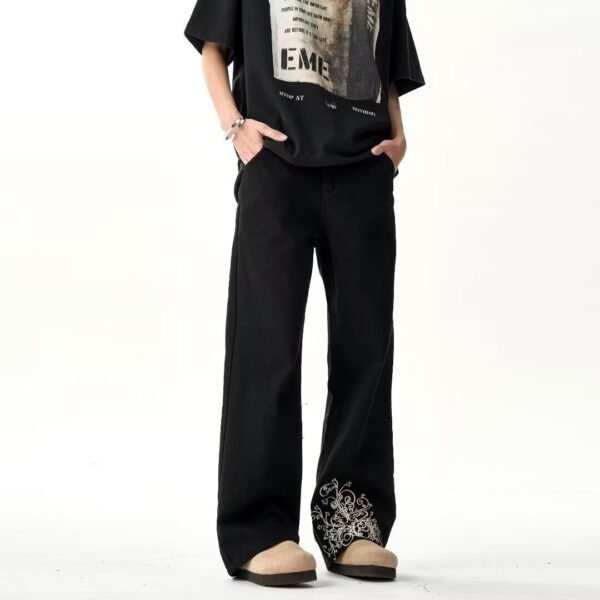 Loose Straight Embroidered Jeans Men's Retro Simple Casual - Image 6