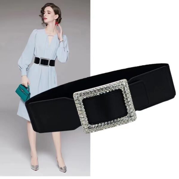 All-match Square Buckle Wide Belt Decorative Coat Elastic Waist Seal - Image 2