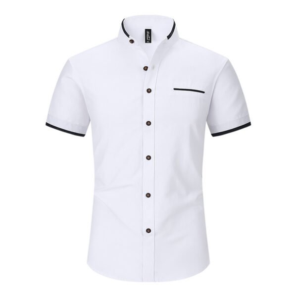 Stand Collar Men's Short Sleeve Shirt - Image 3