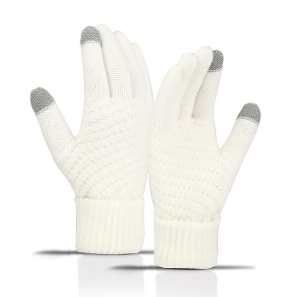 Fleece-lined Wind-proof And Cold Protection Cycling Knitted Warm Gloves - Image 3