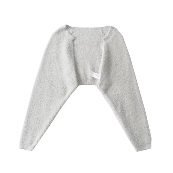 Furry Sweater Long Sleeve Short Blouse Outer Coat - Image 5