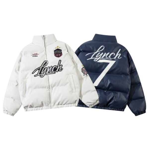 American Retro High Street Letter Embroidery Cotton Coat Jacket - Image 5