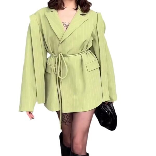 Solid Color Large Lapel Loose Lace-up Suit Jacket - Image 5