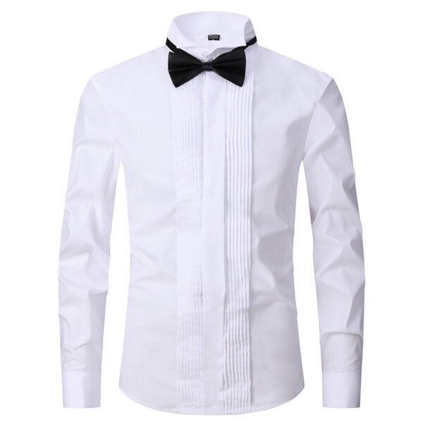 Solid Color Slim-fit Cotton Men's Long-sleeved Shirt - Image 2
