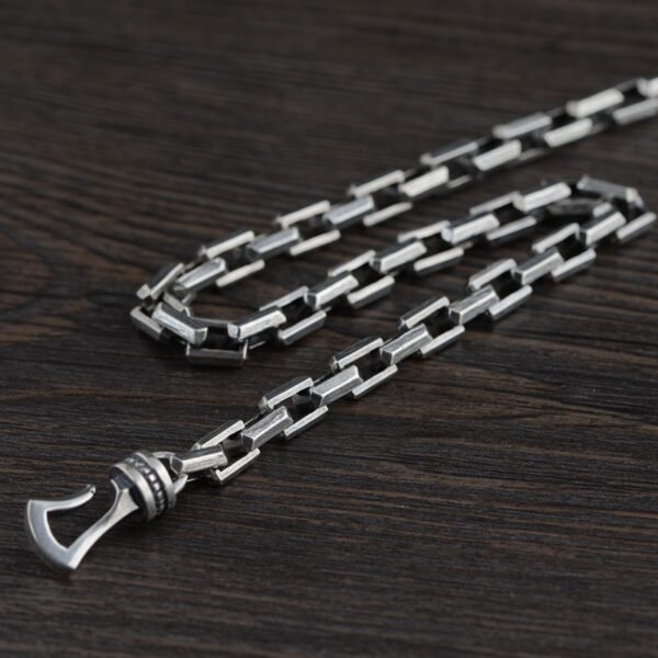 S925 Silver Antique Finish Chain Punk Thick Type Necklace - Image 3